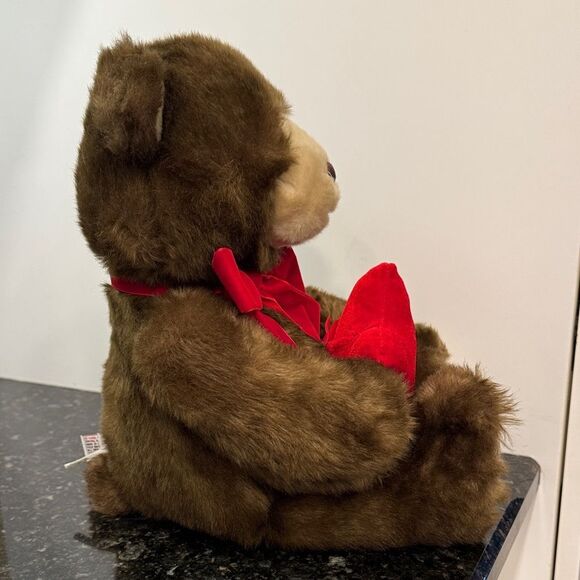 GUND Brown Teddy Bear Plush Red Star Ring Jewelry Holder Bow Stuffed Animal - Picture 6 of 10